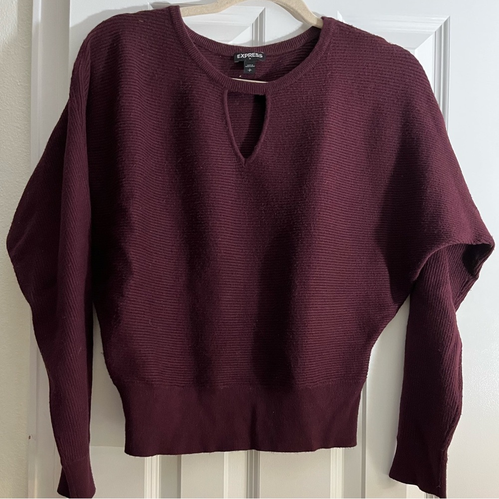Express Burgundy Knit Cutout Sweater